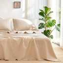 King Sheet Set Cotton Bed Sheets Gauze 4 Pcs Linen King Sheets Set 16" Deep Pocket Sheet & Pillowcase Sets Boho Muslin King Sheets Soft King Bedding Sets for All Season