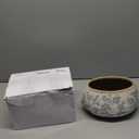 7.8 Inch Large Vintage Ceramic Planter Ice Crack Glaze Gray Lily Floral Flower Pot with Drainage Hole Rustic Decorative Plant Pots Gifts for Home Kitchen Office Indoor Outdoor Plants