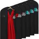 KEEGH Garment Bags for Hanging Clothes 60" (Set of 6) Dress Bags for Gowns Long Dress Bags for Closet Storage with Zipper and Eye-Hole for Folding for Suit Coats Dresses, Black