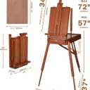 DJAR French Easel with Shoulder Strap, Adjustable Beech Wood Art Easel with Drawer, Palette, Level Instrument & Scale Leg, Studio Tabletop Floor Easel for Artists, Hold Canvas up to 34", Walnut