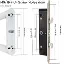 Sliding Patio Door Handle with Mortise Lock and keys, Key Cylinder and Keeper, 4-15/16" Hole Spacing, Reversible Design(Non-Handed), 4 15/16 Glass Door Replacement Handle Lock, Need to Drill (White)