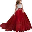 TTYAOVO Girls Embroidery Princess Dress Wedding Birthday Party Long Tail Prom Gowns (12-13 Years)
