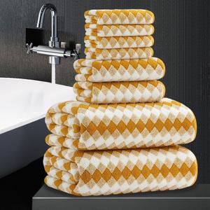8 Piece Bathroom Towel Set |2 Oversized Bath Towels,2 Hand Towels,4 Washcloths| 600GSM Soft Hotel Towel Set Large Bath Sheet for Bathroom,Highly Absorbent Quick Dry Bath Towel Collections,Golden Brown