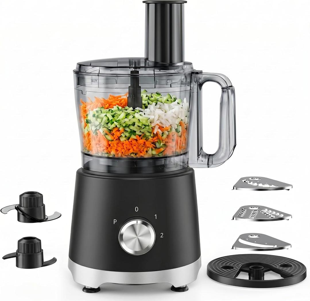 Electric Food Processor 10.5 Cup, Multi-Function Vegetable Chopper with French Fry Slicer, Dough Mixer, Easy to Clean, Secure Design, Stainless Steel, for Vegetables, Smoothie, Fruit