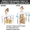Table Leg Extenders for Folding Tables, Folding Table Legs Extensions for Straight and Bent Legs, Heavy Duty Steel 4 Levels Adjustable Folding Table Leg Risers, Raise Table Height