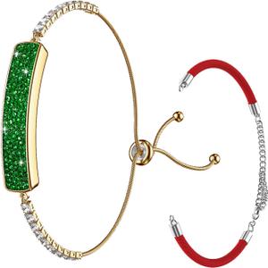 Smart Bracelet for Women Girl with Diamonds, Health Fitness Tracker with Heart Rate HRV SpO2 Sleep Monitor Sport Modes, 5ATM Waterproof Step Activity Tracker for iOS Android, The Best Gift (2 Bands) (Green)