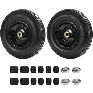 Parts Camp 13" Wheelbarrow Tires and Wheels 4.00-6 Pneumatic Tires with 5/8"&3/4" Bore Hole and 1.75" Centered Hub Wheelbarrow Tire Fit Wheelbarrows/Wagons/Dolly/Trolley/Hand truck(2 Pack)