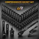 ELEAD 148-Piece Mechanics Tool Set, SAE/Metric 1/4'' Drive Impact Socket Set, Black, Magnetic Nut Drivers, Ratcheting Wrenches, Extensions & Adapters, Quick-Release Ratchet, Mechanics Tool for Car Repair