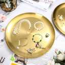 Nuogo 6 Pack Gold Tray Decorative Serving Decorative Gold Jewelry Bar Jewelry Dish Key Bowl Mirror Dresser Vanity Tray Makeup Organizer for Bathroom Candle Perfume Countertop(12 Inch)
