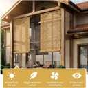 Roman Shades for Windows Bamboo Roller Shades for Patio Porch Light Filtering Sunshade Retro Natural Reed Blinds for Outdoor Windows, 31" W x 72" H