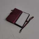 Defencase Compatible with Samsung Galaxy S24 FE Case Wallet with RFID Blocking Card Holder for Women, PU Leather Magnetic Snap Flip Zipper Strap Wallet Phone Case for Galaxy S24 FE 5G 6.7", Wine Red