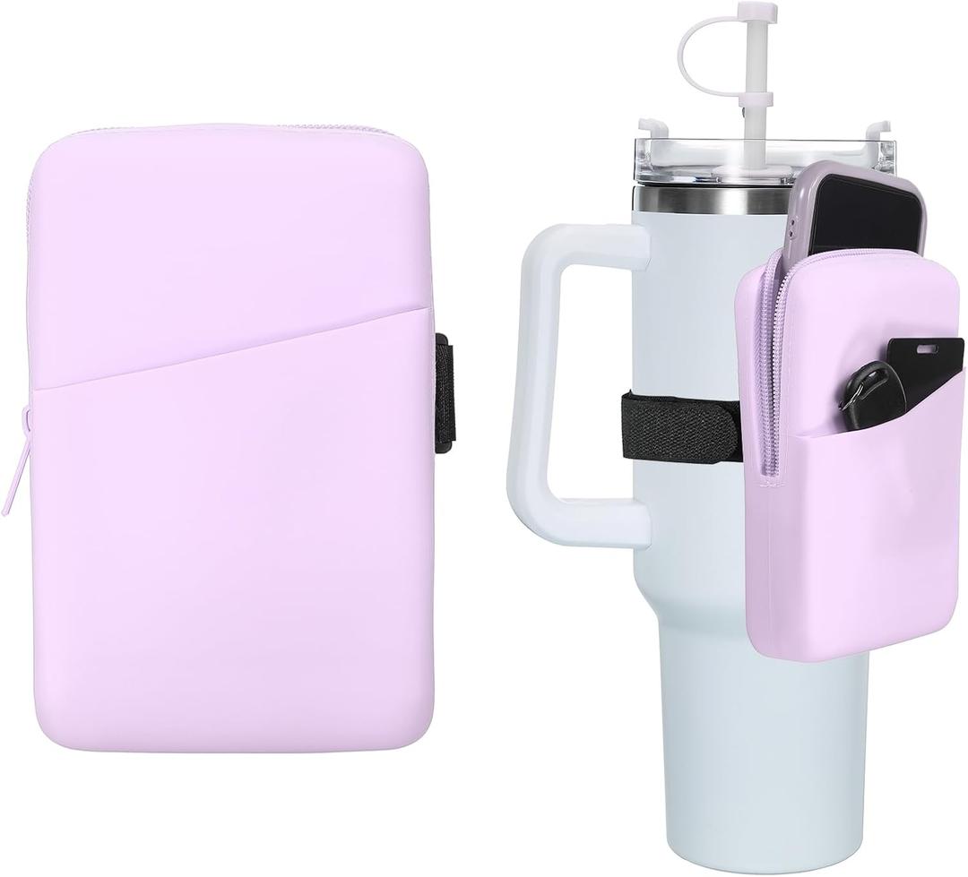 PATIKIL Silicone Water Bottle Pouch, Waterproof Drinking Tumbler Pouch with Pocket and Strap for Gym Outdoor Sports