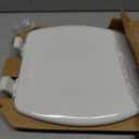Mayfair Linden Slow Close Toilet Seat, Non Slip Heavy Duty Wood, Easy Install, Elongated, White
