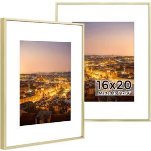 Golden State Art 16x20 Gold Aluminum Frame, For 11x14 Photo, With Mat