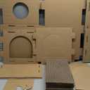 Furhaven Multi-Level Cardboard Cat House w/ Catnip for Indoor Cats, Ft. Scratching Pads & Toys - Farmhouse Corrugated Cat Scratcher Hideout - Cardboard Brown, One Size