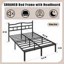 SHOANED Metal Bed Frame with Headboard - 14 Inch King Size Heavy Duty Bedframe Black Basic Steel Slats Platform No Box Spring Needed/Easy Assembly/Noise Free