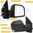 OFHZ Replacement Towing Mirrors, Side Mirror fit for 2015-2020 Ford F150, Power Adjustment, Amber Turn Signal, Black Textured Finish, Replaces OEM FL3Z17683CB, FL3Z17682CB (Black, Right, 15-20 6-pins)