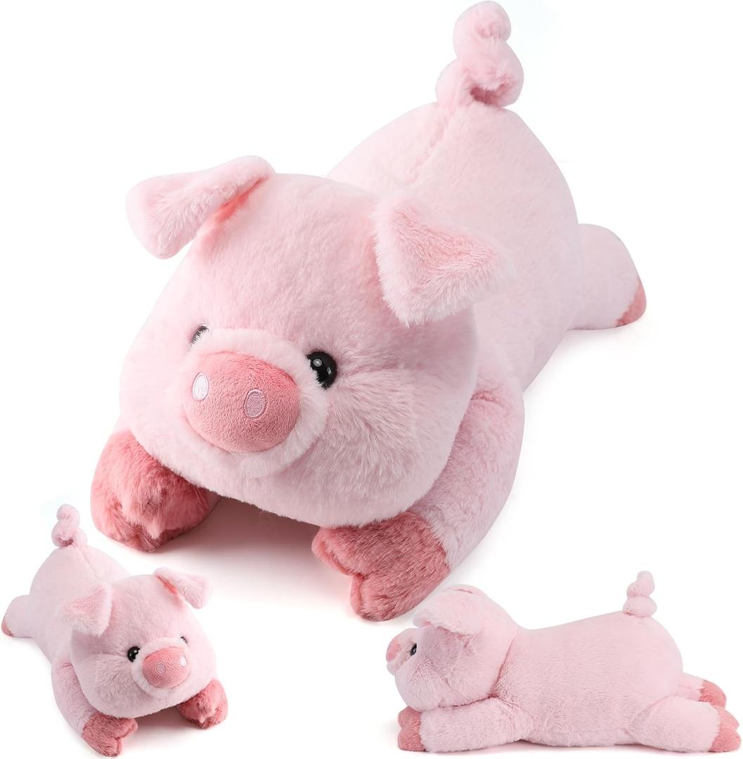 gnomantic Pig Weighted Stuffed Animals - 22 Inch 4.5 Pounds Weighted Plushies Pig - Big Plush Stuffed Animals Pillow - Cute Plush Toys Gifts for Kids & Adults
