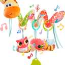 Jollybaby Crib Stroller Car Seat Toys for Baby 0-3-6-9-12 Months, Tummy Time Hanging Sensory Toy for Newborn with Music Box, Spiral Carseat Toy for Infant Boy Girl Gift