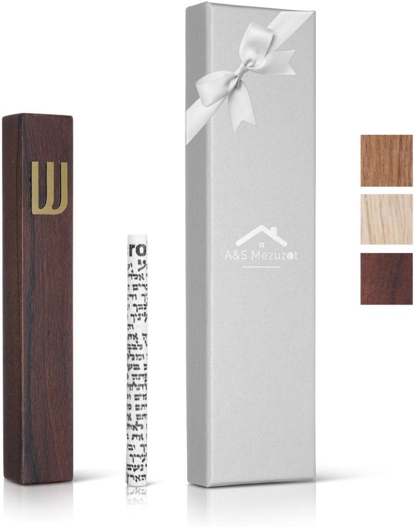 A&S Mezuzot Mezuzah Case in Western Wall Design Waterproof Judaica Door Mezuza for Home Blessing (Black Polyrasin, 7 Inches)