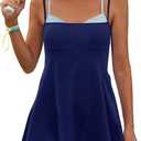 Yanekop Womens Tennis Dress Athletic Dress with Shorts and Bra Golf Outfits Spaghetti Strap Workout Romper Dresses(Navy Blue,S)
