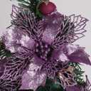 RECUTMS 10 Packs Christmas Glitter Poinsettia Flowers Artificial Christmas Flowers Decorations Wedding Xmas Tree New Year Ornaments Xmas Garland Wreath DIY Decorations Supplies(Light Purple)