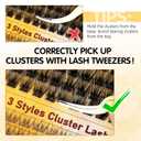 QUEWEL Lash Clusters Kit Multi-type Mixed Eyelash Clusters 176Pcs with Lash Bond and Seal, Cluster Lashes Tweezers, DIY Lash Extensions Kit can Create Kinds of Effects for personal(QU23+QU24+QU25 Kit)