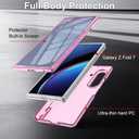 FABSPARK Case for Samsung Galaxy Z Fold 7 Built-in Screen Protector,Hinge Protection,Sparkly Bling Glitter Crystal Clear Transparent Slim Fit Acrylic Hard PC for Samsung Z Fold 7 Case,Glitter Pink