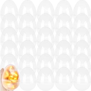 30 Pack 3.5 Inch/ 4 Inch Large Clear Easter Eggs Fillable Bulk Large Translucent Fillable Easter Eggs Plastic Transparent Easer Egg for Easter Hunt Toys Party Decor Clear (4 Inch)