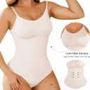Shapewear Tummy Control for Women Seamless Bodysuit with Adjustable Straps Body Shaper Suits (Beige, S)