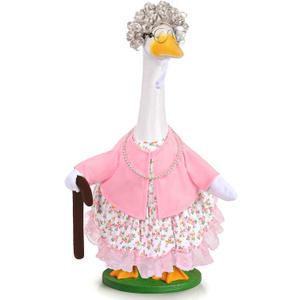 JcHrmers Old Lady Goose Outfits Porch Goose Clothes Fits 23" Cement Plastic Goose Statue for Christmas 100 Days of School Outdoor Garden Lawn Yard Patio Art Decor (Style1)