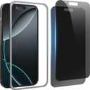 Compatible for iPhone 16/iPhone 15 Privacy Screen Protector 6.1 inch, Anti Spy Anti Blue Light HD Tempered Glass Screen Protector Easy Installation, Case Friendly, 2 Pack Black