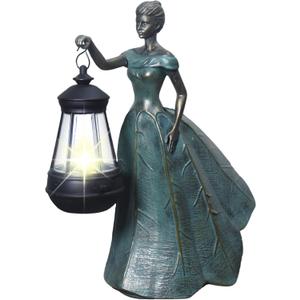 Sheaifun Fairy Garden Statue Solar Garden Decor Resin Fairy Statue with Lights Angel Fairy Decor Outdoor Yard Statues Gardening Gifts for Mom 9.5x5.5x11.5 Inch