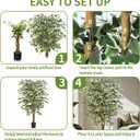 6FT Artificial Ficus Tree, Tall Fake Tree Indoor, Lifelike Faux Ficus Tree with Natural Wood Trunks Branch Leaves for Home, Office, Living Room, Bedroom, Porch, Garden, Doorway, Outdoor Decor