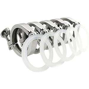 Beduan 2" Sanitary Tri Clamp 304 Stainless Steel Single Pin Heavy Duty Tri Clamp Clover with Wing Nut for Ferrule TC 2" (5 Pack, 2 Inch)