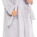 Alexander Del Rossa Plush Robe for Women, Long Fleece Winter Bath Robe, Plus Size (Gray, XL)
