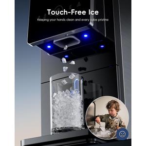 ecozy Nugget Ice Makers Dispenser 40 lbs Per Day Pebble Sonic Ice Machine Countertop, Touch-Free Ice, Self-Cleaning, Mistalo Drop Slim for Home Kitchen Office