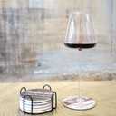 Bar Ceramic Cup Drink Coasters Set of 6 with Holder,Water Absorbent Round Monogram Cute Cool Morden Funny Unique,for Wine Bottle Table Desk Farmhouse Office (Multicolor)