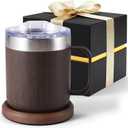 Gifts for Women Men, Heated Coffee Mug Up to 149F, Ideal Gifts for Christmas, Birthday, Mother's Day, Father's Day or Any Occasion (12oz Wood)