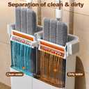 15.7" Flat Mop and Bucket Set with Wringer System | Wet Dry Floor Mop, 6 Reusable Microfiber Pads for Home, Tiny Home, Safe for Hardwood, Tile, Wall & Window Cleaning