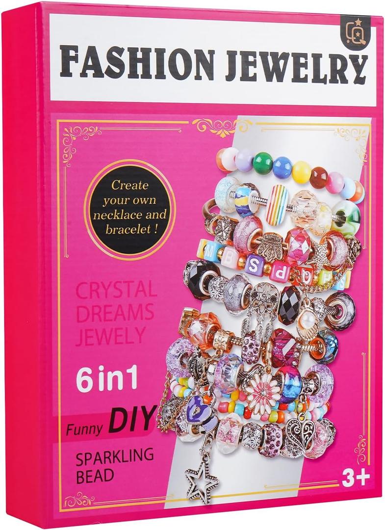 Halfic DIY Jewelry Making Kit, Over 300 Pcs Bracelet Making Bracelet Kit, DIY Craft Gift for Girls, Creative DIY Fashion Jewelry Crafting Gift