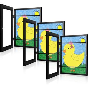 [3-Pack] Kids Art Frames, 8.5x11 Front Opening Kids Artwork Frames Changeable, Black Artwork Display Storage Frame for Wall, Holds 50 Pcs, for 3D Picture, Crafts, Hanging Art, Portfolio