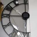 Antique Tower 24 inch Large Roman Numeral Wall Clock, Indoor Outdoor Patio Waterproof Oversized Decorative Contemporary Clock, Antique Black Metal Wall Clock Battery Operated Retro Art Hanging Clock,2 (24in, Black)