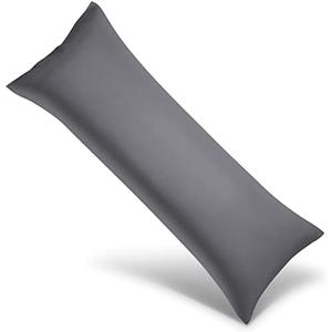 WishSmile Body Cooling Pillowcase Long Pillow Case Breathable Cool Silky Soft Rayon Derived from Bamboo Fabric,Hair and Skin Friendly,Dark Grey,1 Pack,20x54IN