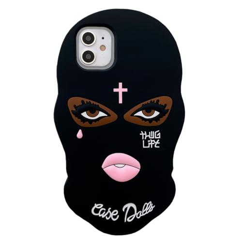 YAKVOOK Funny 3D Silicone Case for iPhone 13 Pro Max,Cute Cartoon Black Mask Kawaii Phone Case for Women Girls Soft Rubber Bumper Cool Fun Cover for iPhone 13 Pro Max