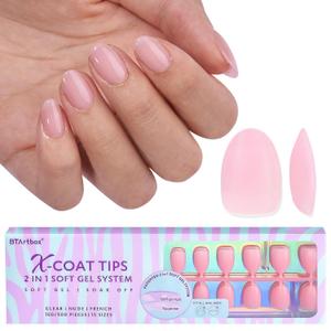 BTArtbox XCOATTIPS Natural Nail Tips Matte- Extra Short Almond Press On Nails Pink, Long Lasting Soft Gel Nails False Nail, Soak Off Acrylic Fake Nails Extensions for Nail Art DIY