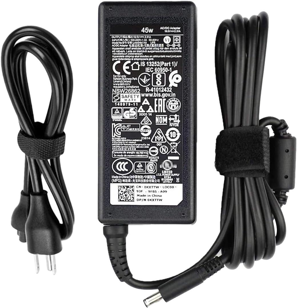 45W Round Tip Laptop Charger Fit for Dell Inspiron 13 14 15 3000 5000 7000 Series 15-3552 3555 3558 3565 3567 5551 5552 5555 5558 5559 DA45NM140 LA45NM140 19.5V 2.31A AC Adapter Power Cord