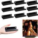 9 Pack Stainless Steel Vinyl Record Display Shelf Wall Mounted Holders Vinyl Wall Mount, Black Metal Stand Set for Albums LP Record Wall for CD Floating Record Display