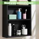 4pcs Medicine Cabinet Shelves Replacement, 33cm/13in Wooden Wall Mounted Storage Cabinet Shelves for Kitchen Living Room Bathroom Organization (Black)