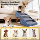 Dog ramp for Small Dogs, 2-in-1 Pet Steps & Ottoman - Foldable Dog ramp for Couch, Non-Slip Wooden Pet ramp for Puppy Senior Injured Dogs (Blue, XL(17.13H))
